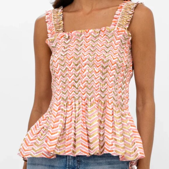 Oliphant Smocked Tank Top - Sonoma Orange